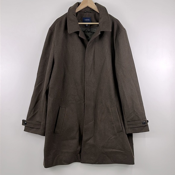 LANDS END Men's Top Coat Wool Cashmere Blend Button Front XL - Picture 1 of 6